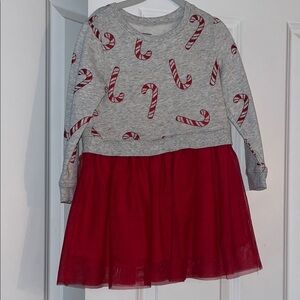 Jumping Beans Gray and Red Candy Cane Dress Girls 5T